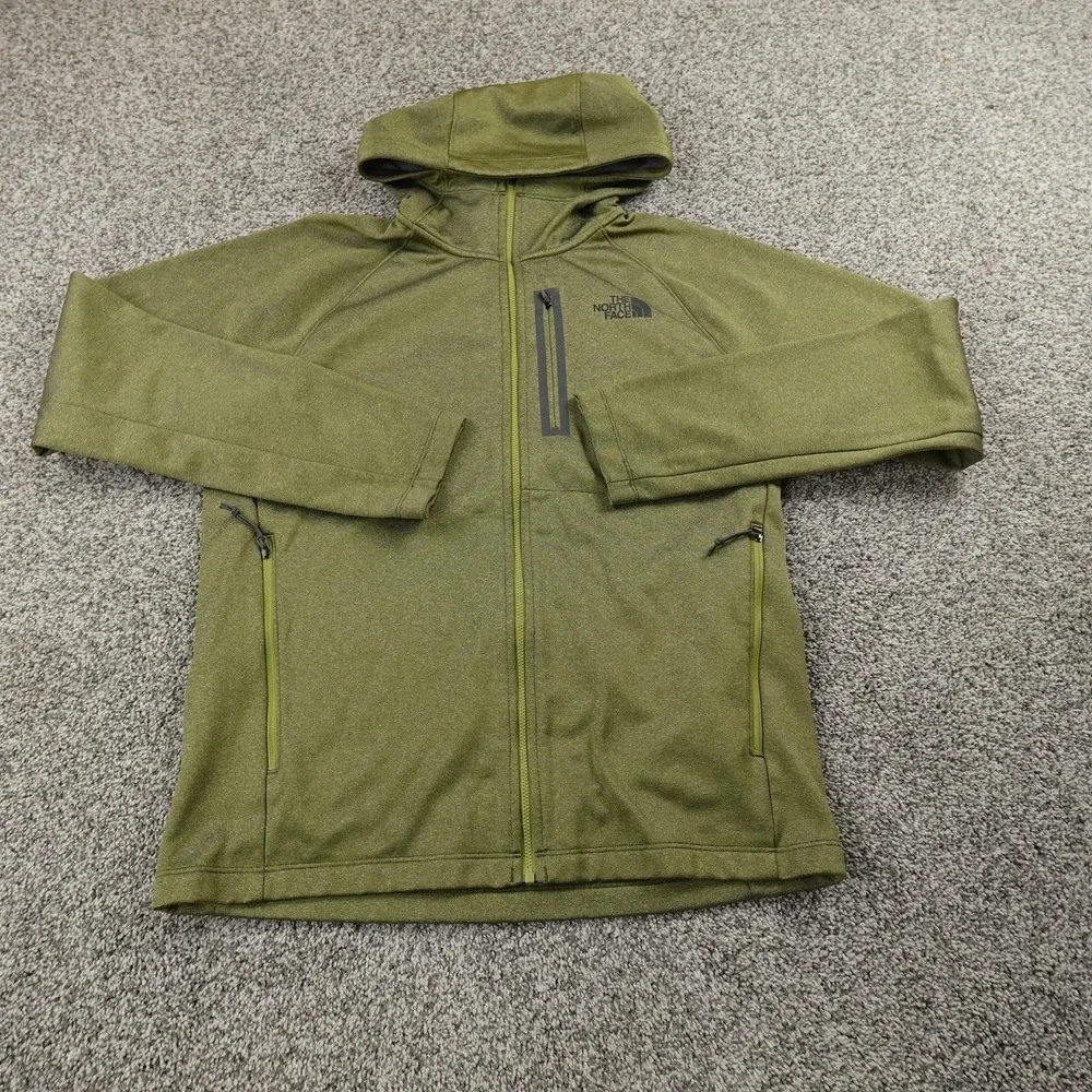 North Face Jacket Mens M Green Canyonlands Hooded Fleece Full‎ Zip Outdoor Coat